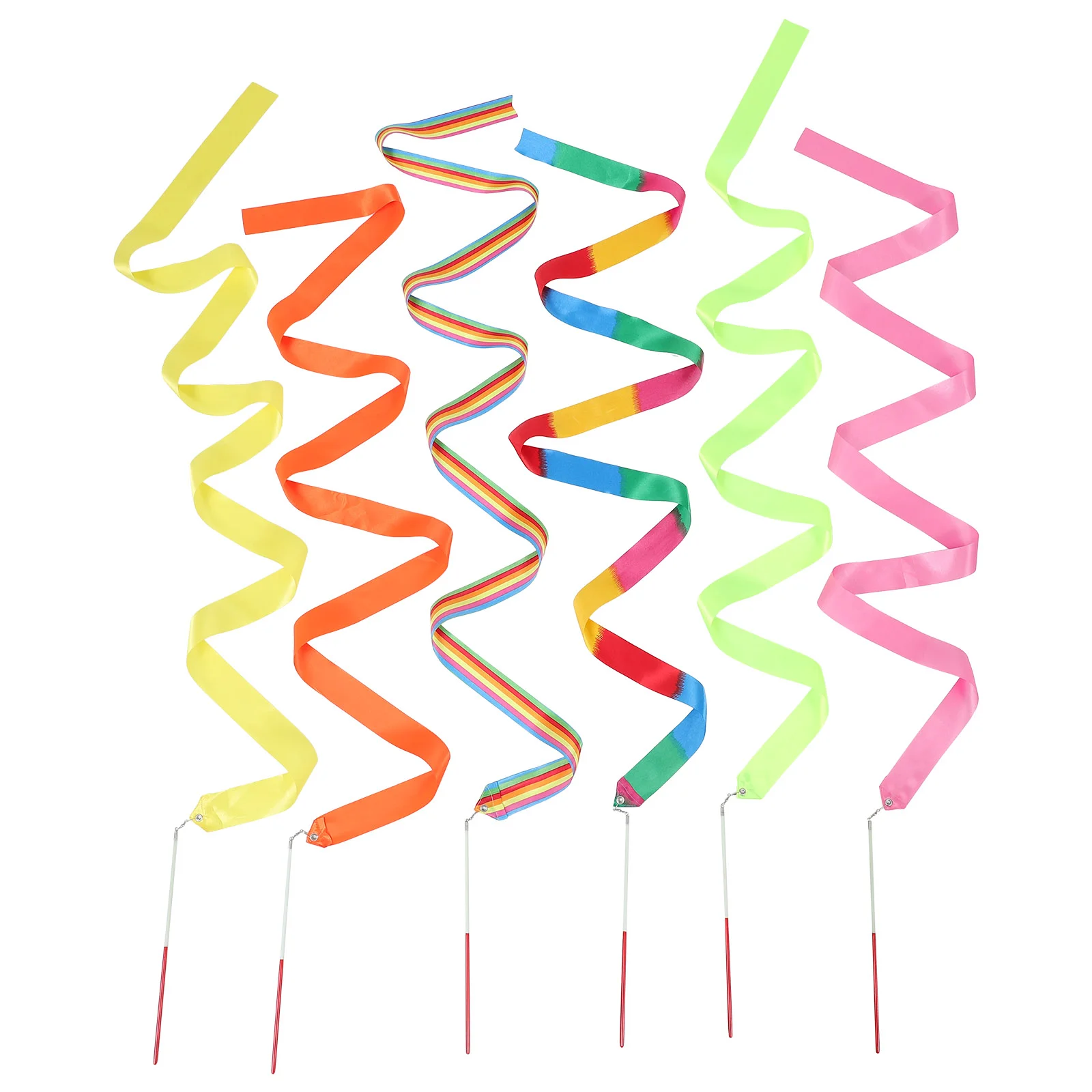 

6 Pcs 2 Meters Ribbon Kids Gymnastic Streamer Dancer Iron Wand Dancing Ribbons Child for