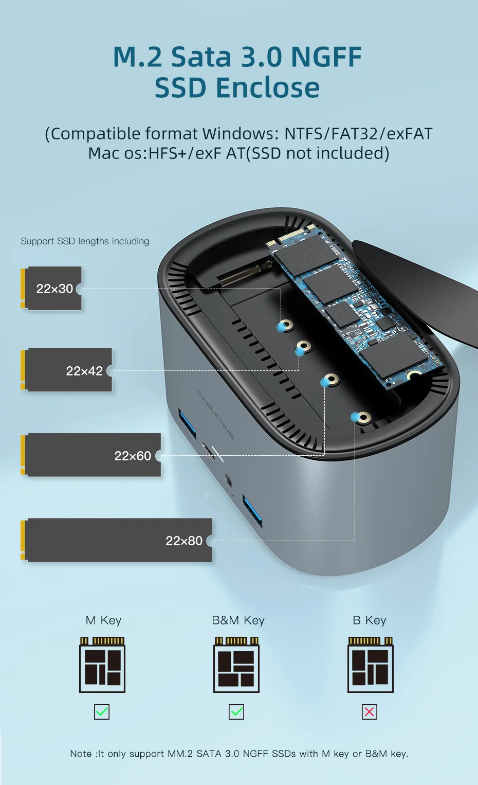 CABLETIME 13 in 1 Multi USB Docking Hub for Laptop Usb C Hub Dock HDMI 4K 60Hz RJ45 1000Mbps SSD Enclosure USB3.0 PD 100W C390 CABLETIME 13 in 1 Multi USB Docking Hub for Laptop Usb C Hub Dock HDMI 4K 60Hz RJ45 1000Mbps SSD Enclosure USB3.0 PD 100W C390
