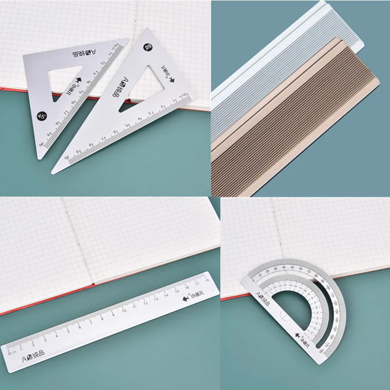 4Pcs/Set Aluminium Ruler Set Metal Geometry Maths Drawing Compass Rulers School
4Pcs/Set Aluminium Ruler Set Metal Geometry Maths Drawing Compass Rulers School