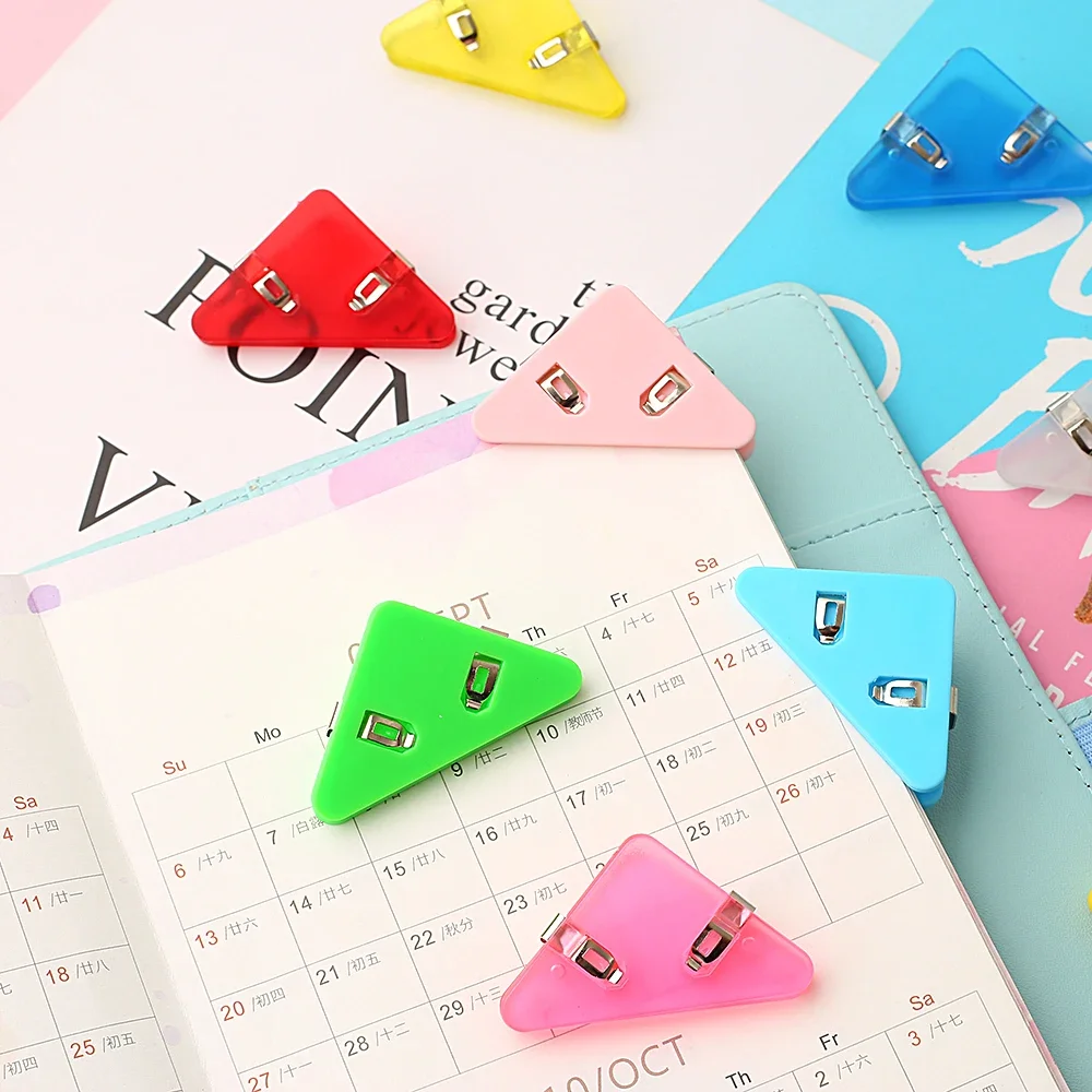 

Colorful Paper Corner Holder Clips Solid & Mini Transparent 5pcs Set Index Clamp Bookmark Office Photo File Page Clip School