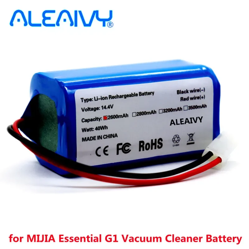 Aleaivy 14.4v 2600mAh Rechargeable Li-ion Battery for MIJIA Mi Robot Vacuum-Mop Essential G1 Vacuum Cleaner 18650 Battery Pack
Aleaivy 14.4v 2600mAh Rechargeable Li-ion Battery for MIJIA Mi Robot Vacuum-Mop Essential G1 Vacuum Cleaner 18650 Battery Pack
