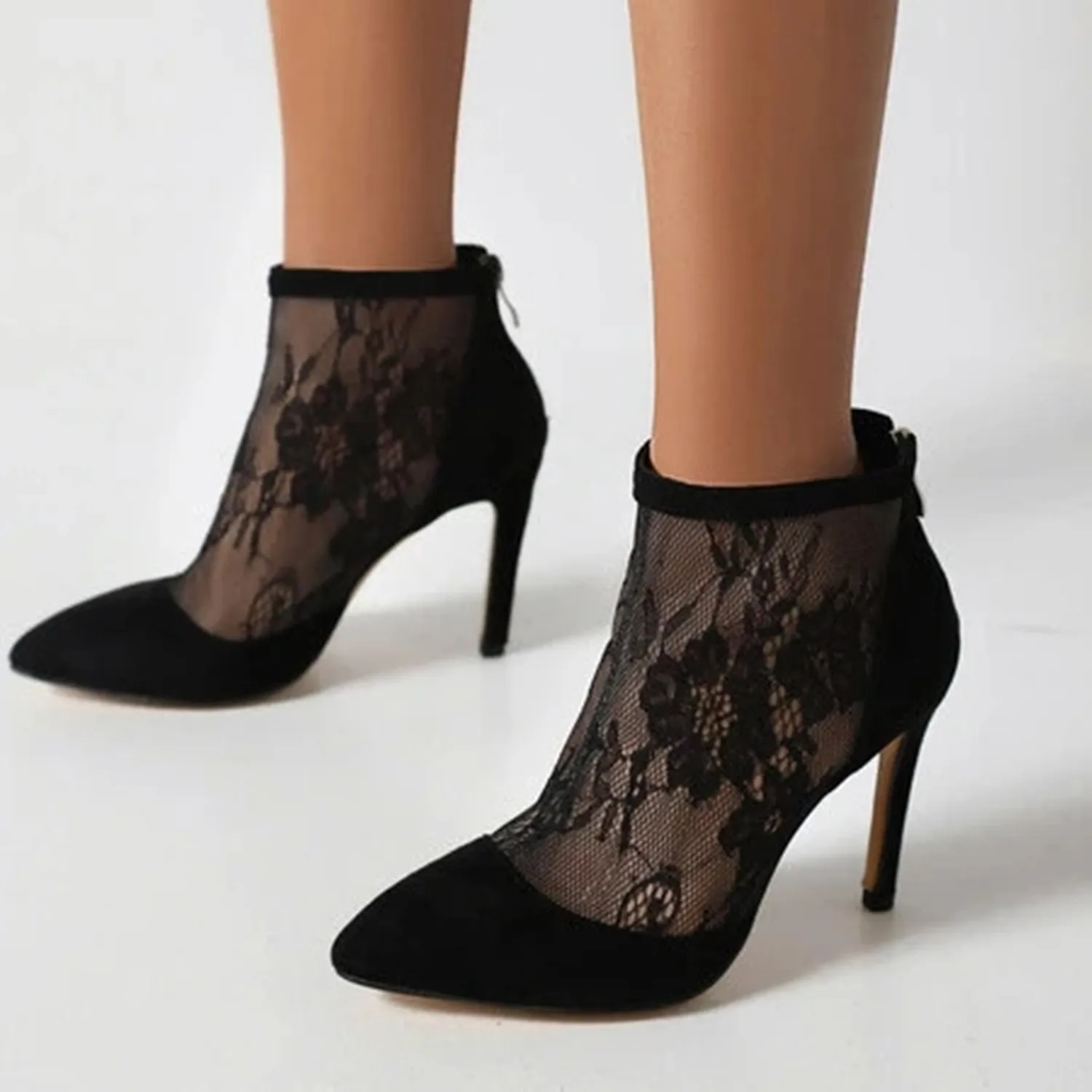 Ankle Boot Plus Size Lace Flower Patchwork Flock Breathable Short Boots Super High Thin Heel Pointed Back Zipper Sock Boots Mesh
Ankle Boot Plus Size Lace Flower Patchwork Flock Breathable Short Boots Super High Thin Heel Pointed Back Zipper Sock Boots Mesh