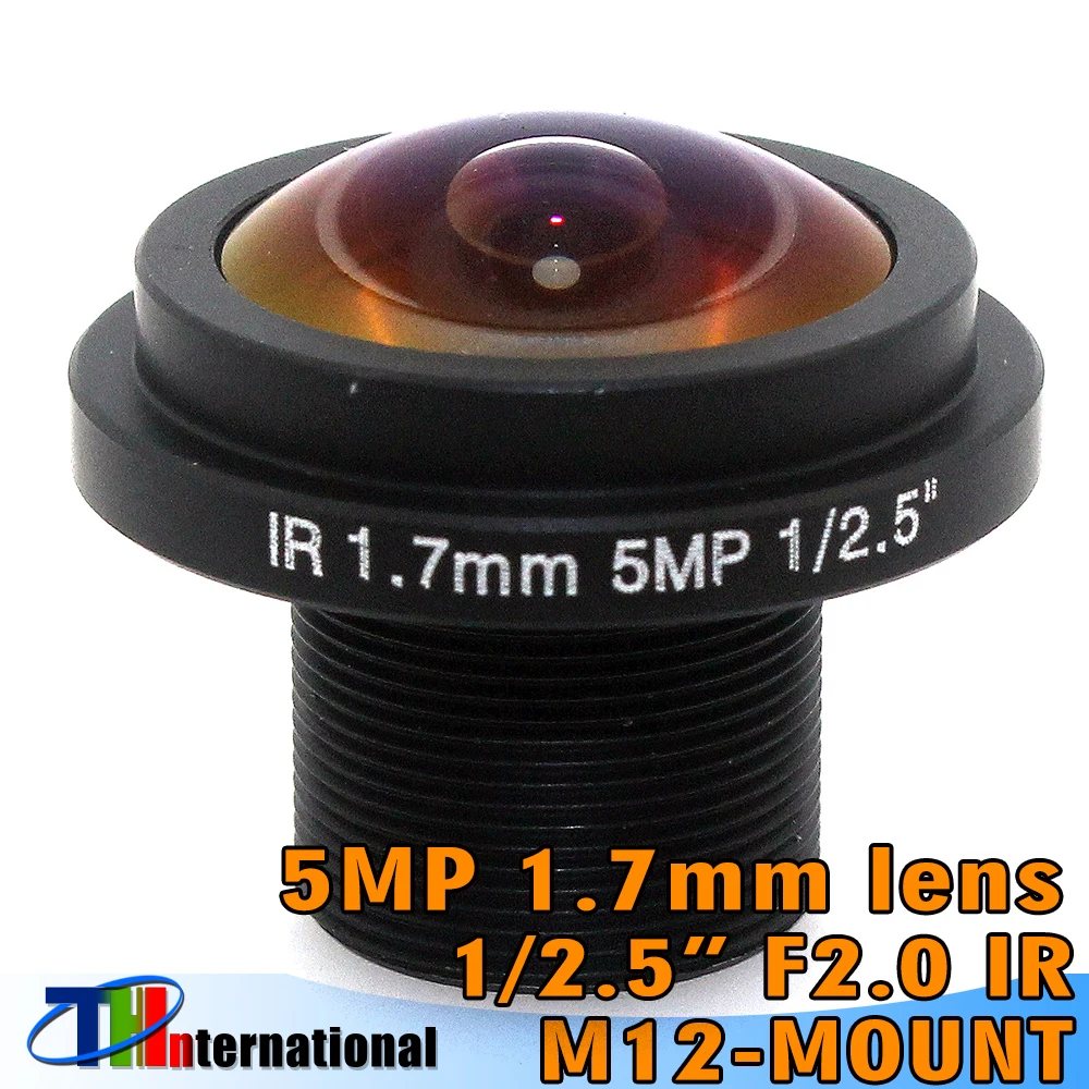 

5MP 1.7mm Fisheye Lens M12 Mount 1/2.5" F2.0 185° Wide Angle Panoramic CCTV Lens For HD CCTV IP POE Camera