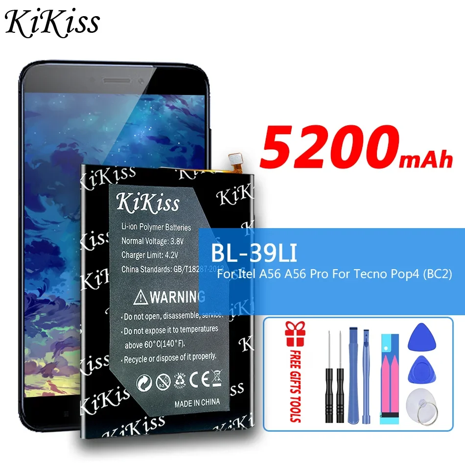 Аккумуляторная батарея 5200 мАч KiKiss BL-39LI BL39LI для Itel A56Pro A56 Pro для Tecno Pop4 Pop 4 (BC2) мобильный телефон
Аккумуляторная батарея 5200 мАч KiKiss BL-39LI BL39LI для Itel A56Pro A56 Pro для Tecno Pop4 Pop 4 (BC2) мобильный телефон