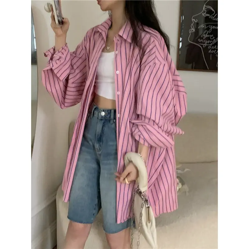 Рубашка XEJ Vintage Y 2k в розовую и синюю полоску, туника с длинными рукавами, элегантная женская рубашка большого размера, блузка на весну и лето
Рубашка XEJ Vintage Y 2k в розовую и синюю полоску, туника с длинными рукавами, элегантная женская рубашка большого размера, блузка на весну и лето