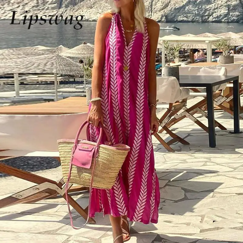 Casual Fashion Sleeveless Boho Beach Dress Women Sleeveless Printed Tank Long Dress Spring Summer Sexy V Neck A-Line Loose Dress
Casual Fashion Sleeveless Boho Beach Dress Women Sleeveless Printed Tank Long Dress Spring Summer Sexy V Neck A-Line Loose Dress