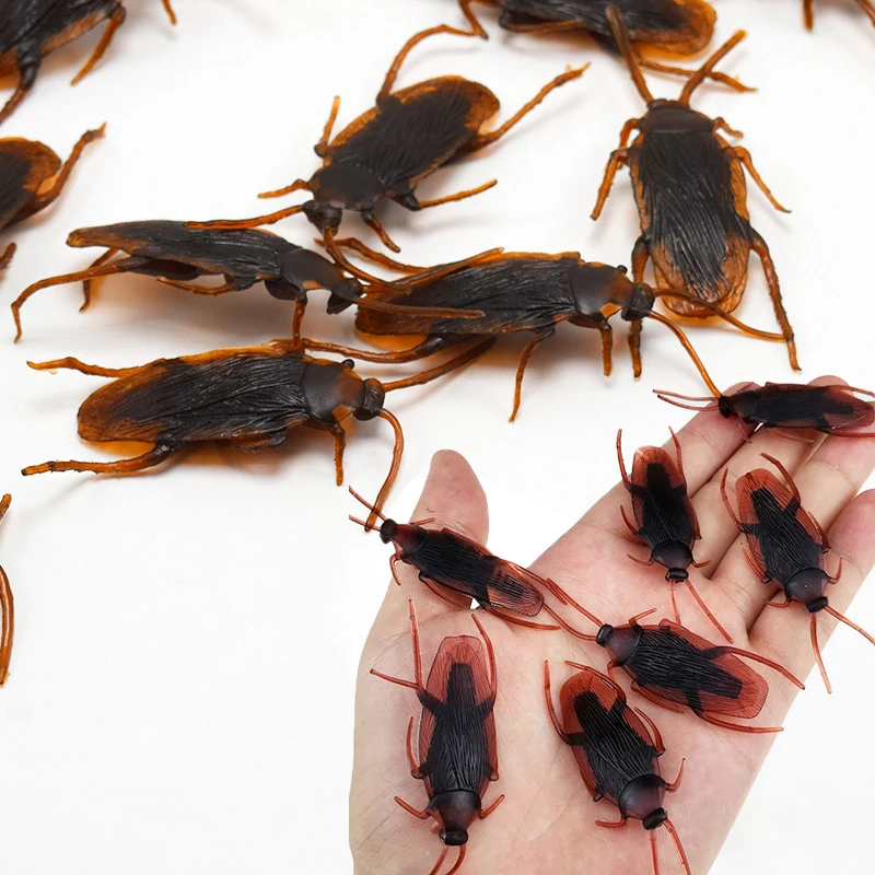 

10pcs Prank Cockroach Plastic Simulation Fake Roach Bug Trick Joke Toys Halloween Props Spoof Decoration Artificial Insects