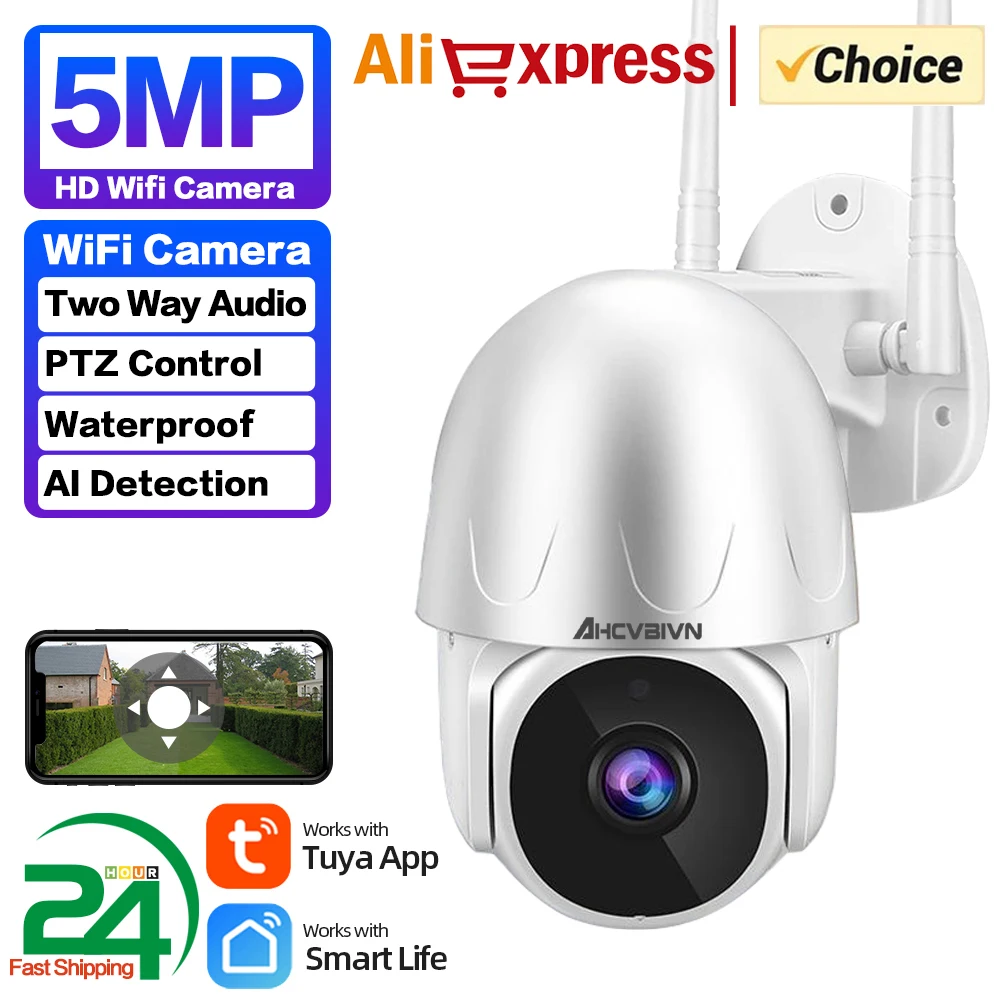 

5MP Tuya Speed Dome PTZ IP Camera Outdoor Auto Tracking Wireless WIFI Camera P2P CCTV Camera Full Color AI Detect Surveillance