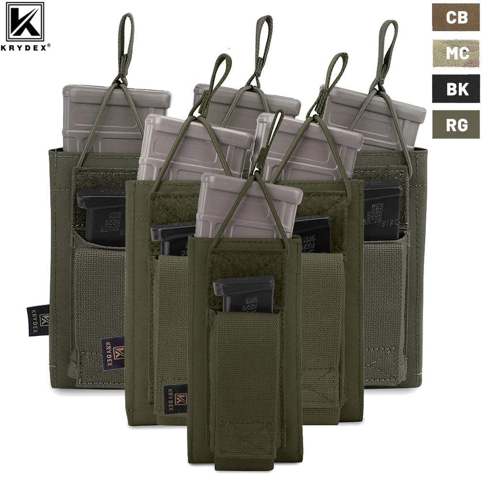 

KRYDEX Tactical 5.56mm 9mm Mag Pouch Single/Double/Triple Rifle & Pistol Molle Magazine Pouch for M4 M16 Military Accessories