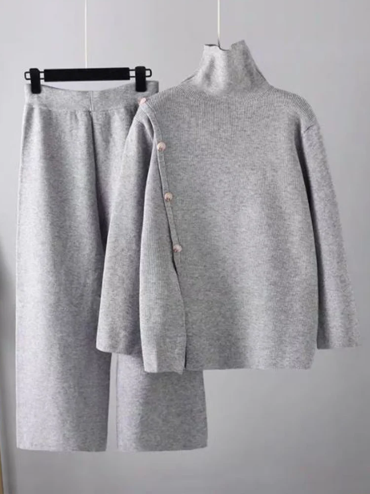 Casual Knitting Set High Neck Loose Split Sweater+High Waist Wide Leg Pants Two Piece Set 2023 New Fashion Women'S Clothing
Casual Knitting Set High Neck Loose Split Sweater+High Waist Wide Leg Pants Two Piece Set 2023 New Fashion Women'S Clothing