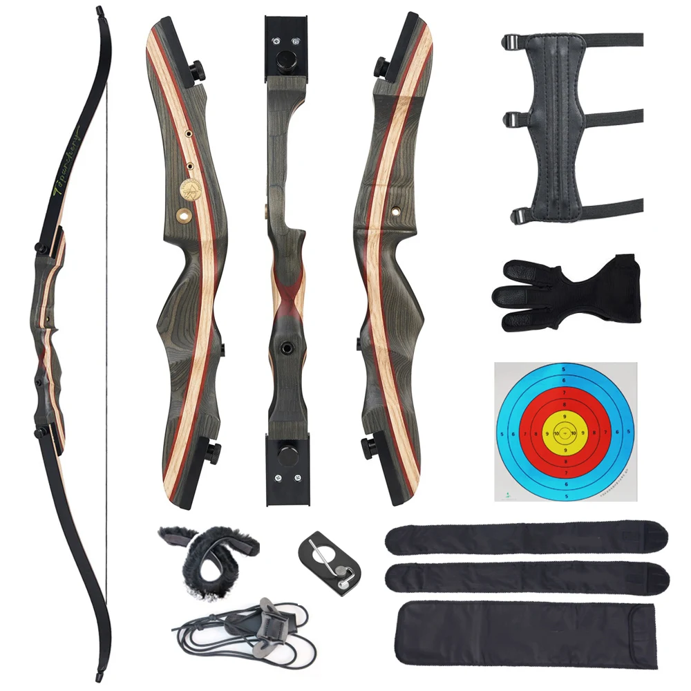 

62 inches Archery Recurve Bow American Take Down Bow Tech Wood Riser Laminated Limbs Outdoor Hunting Shooting Accessories