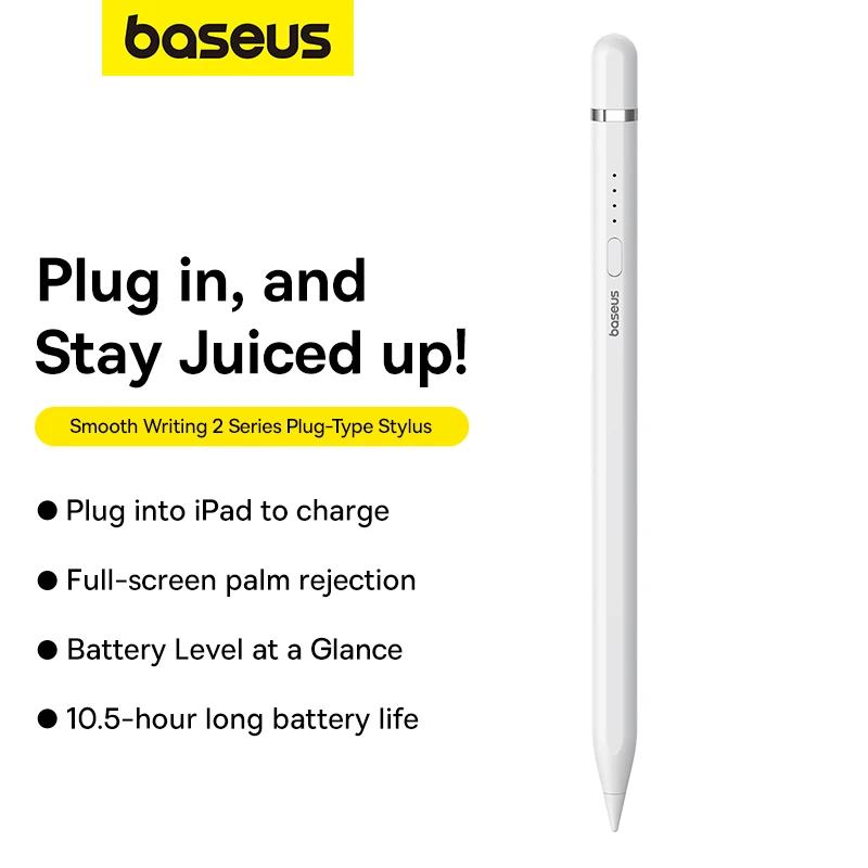 

Baseus Smooth Writing 2 Series Plug-Type Stylus iP Active Wireless Version, Moon White (With USB-A to iP cable and active pen ti