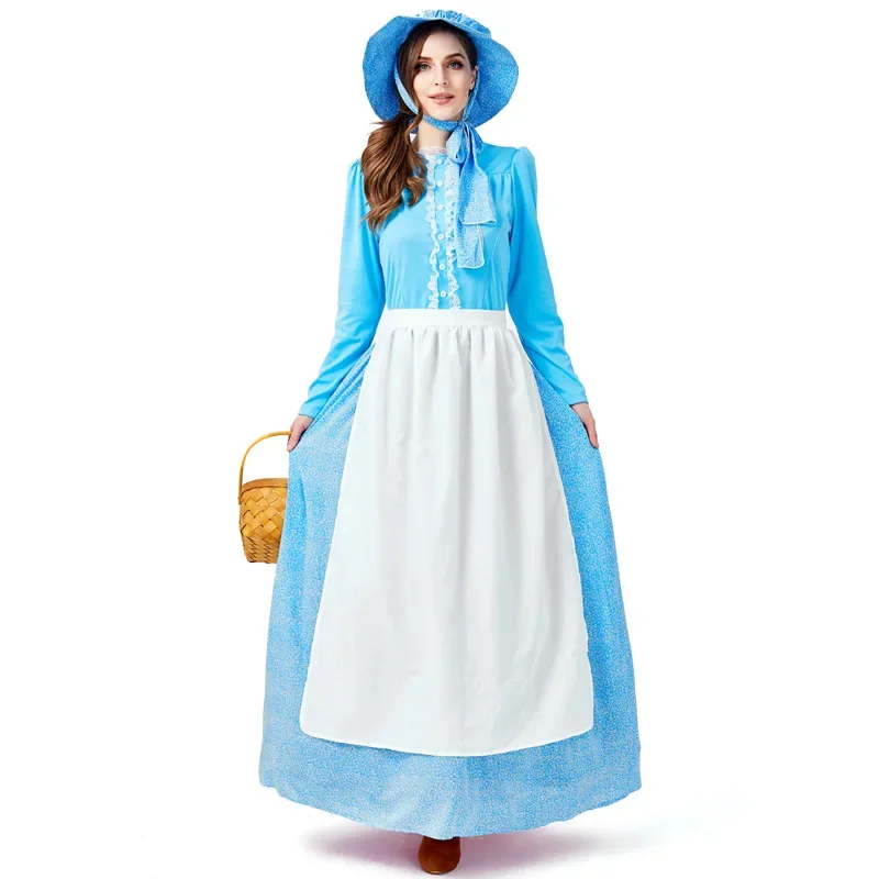 Women American Civil War Historical Colony Clothing Grassland Herdsman Outfit Blue Hat Apron Dress Set Girls Halloween Costume
Women American Civil War Historical Colony Clothing Grassland Herdsman Outfit Blue Hat Apron Dress Set Girls Halloween Costume
