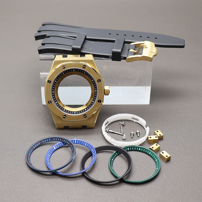 41mm Gold Men's Watch Cases Rubber Strap Parts For Seiko nh34 nh35 nh 36 nh 38 Movement 28.5mm Dial Chapter Rings Ap Royal Oak
41mm Gold Men's Watch Cases Rubber Strap Parts For Seiko nh34 nh35 nh 36 nh 38 Movement 28.5mm Dial Chapter Rings Ap Royal Oak