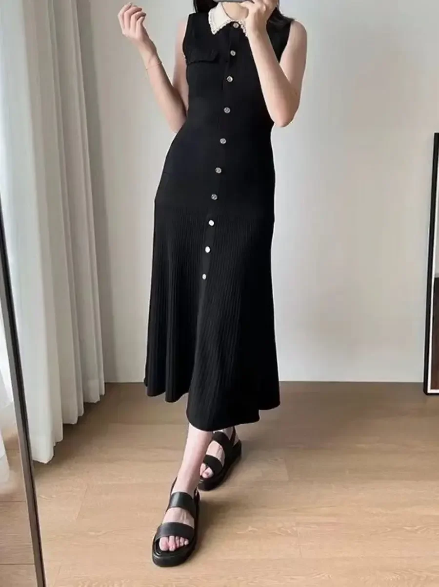 Women's Robe Sleeveless Single Breasted 2023 Autun Winter Knit Elegant Midi Dresses
Women's Robe Sleeveless Single Breasted 2023 Autun Winter Knit Elegant Midi Dresses