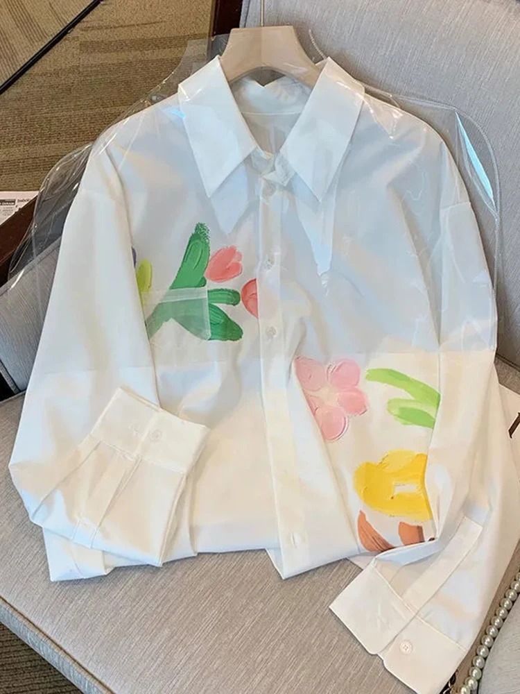 Женская рубашка с длинным рукавом, с цветочным принтом
Женская рубашка с длинным рукавом, с цветочным принтом