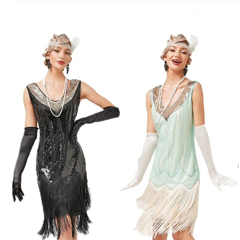 2023 Women 1920s Flapper Sequin Dress Gatsby Costume Charleston Tassel Short Sleeve Vestidos Summer Party Halloween Cosplay Robe
2023 Women 1920s Flapper Sequin Dress Gatsby Costume Charleston Tassel Short Sleeve Vestidos Summer Party Halloween Cosplay Robe