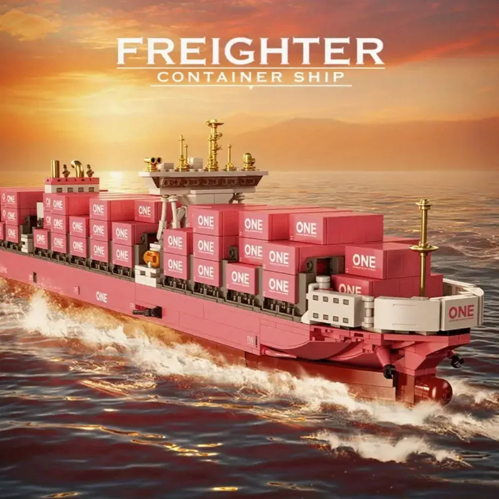 Creative City Pink Cargo Freighter Container Ship MOC Building blocks Toys Gifts collection Large Cargo Ship Set 1446pcs Creative City Pink Cargo Freighter Container Ship MOC Building blocks Toys Gifts collection Large Cargo Ship Set 1446pcs