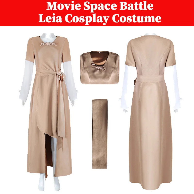 

Leia Cosplay Women Costume Movie Space Battle Outfits Female Roleplay Dress Halloween Carnival Party Disguise Fantasia Suit