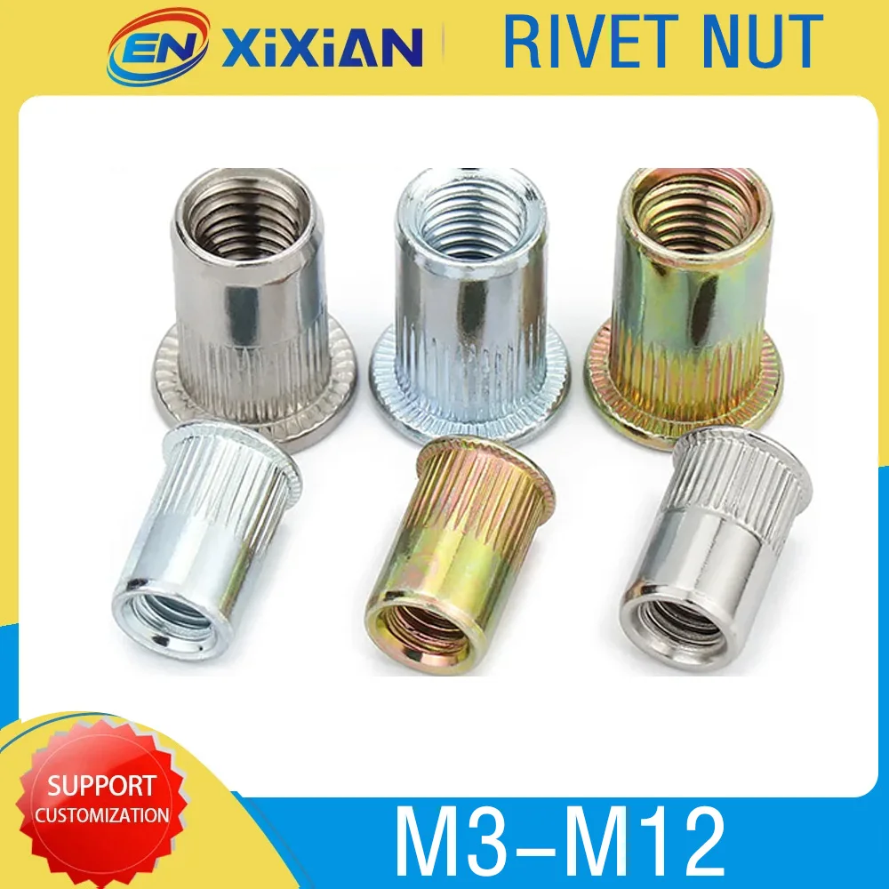 

M3 M4 M5 M6 M8 M10 M12 Aluminium Alloy Rivet Nuts Rivetnut Flat Head Insert Thread Rivets Screw Stainless Steel Nutsert Bolts