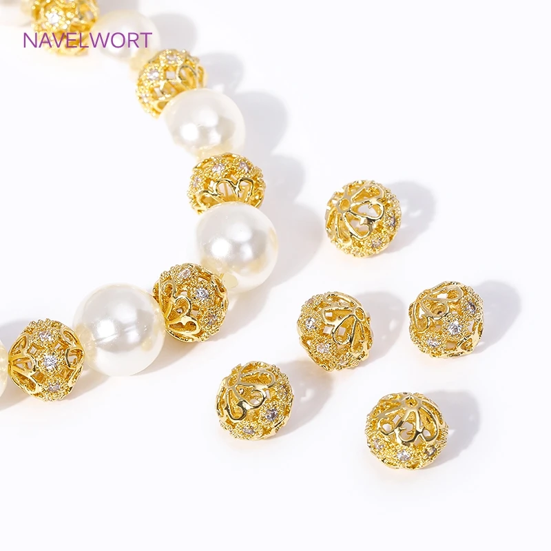 Латунные бусины с покрытием из 18-каратного золота, круглые бусины с цирконом, полые шарики-разделители для изготовления ювелирных изделий, товары для рукоделия, разделители
Латунные бусины с покрытием из 18-каратного золота, круглые бусины с цирконом, полые шарики-разделители для изготовления ювелирных изделий, товары для рукоделия, разделители