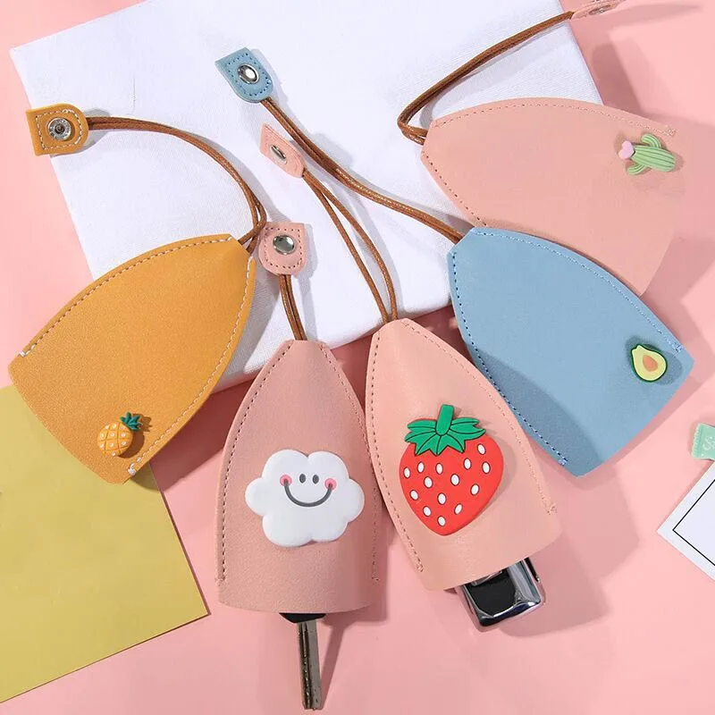 

Cute Fruits Cartoon Unisex Pull Type Key Bag PU Leather Key Wallets Housekeepers Car Key Holder Case New Leather Keychain Pouch