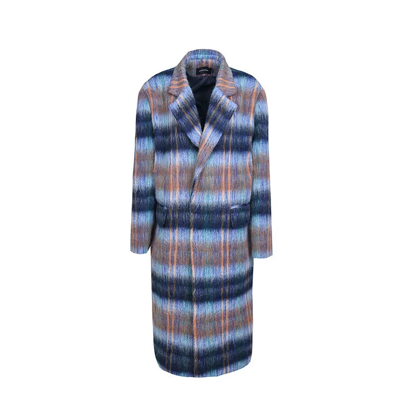 High Quality Vintage Long Plaid Wool Coat Single-breasted Long Sleeve Autumn Winter Loose Female Woolen Overcoat Mujeres Abrigos 
High Quality Vintage Long Plaid Wool Coat Single-breasted Long Sleeve Autumn Winter Loose Female Woolen Overcoat Mujeres Abrigos