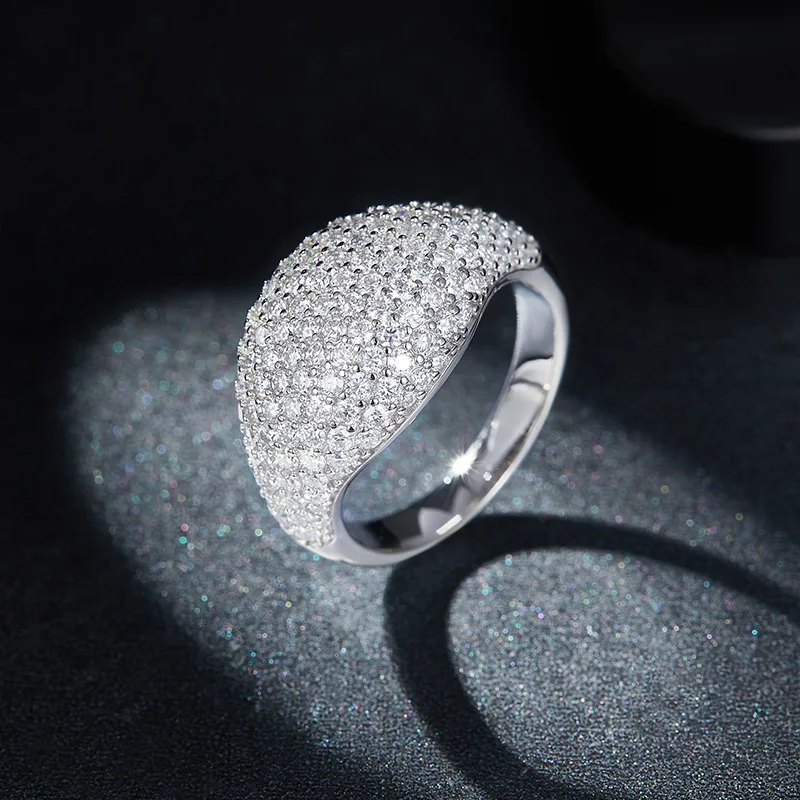 

Роскошные бриллиантовые кольца с муассанитом 100% для мужчин и женщин, модное кольцо в стиле хип-хоп S925, посеребренное ювелирное изделие из 18-каратного золота