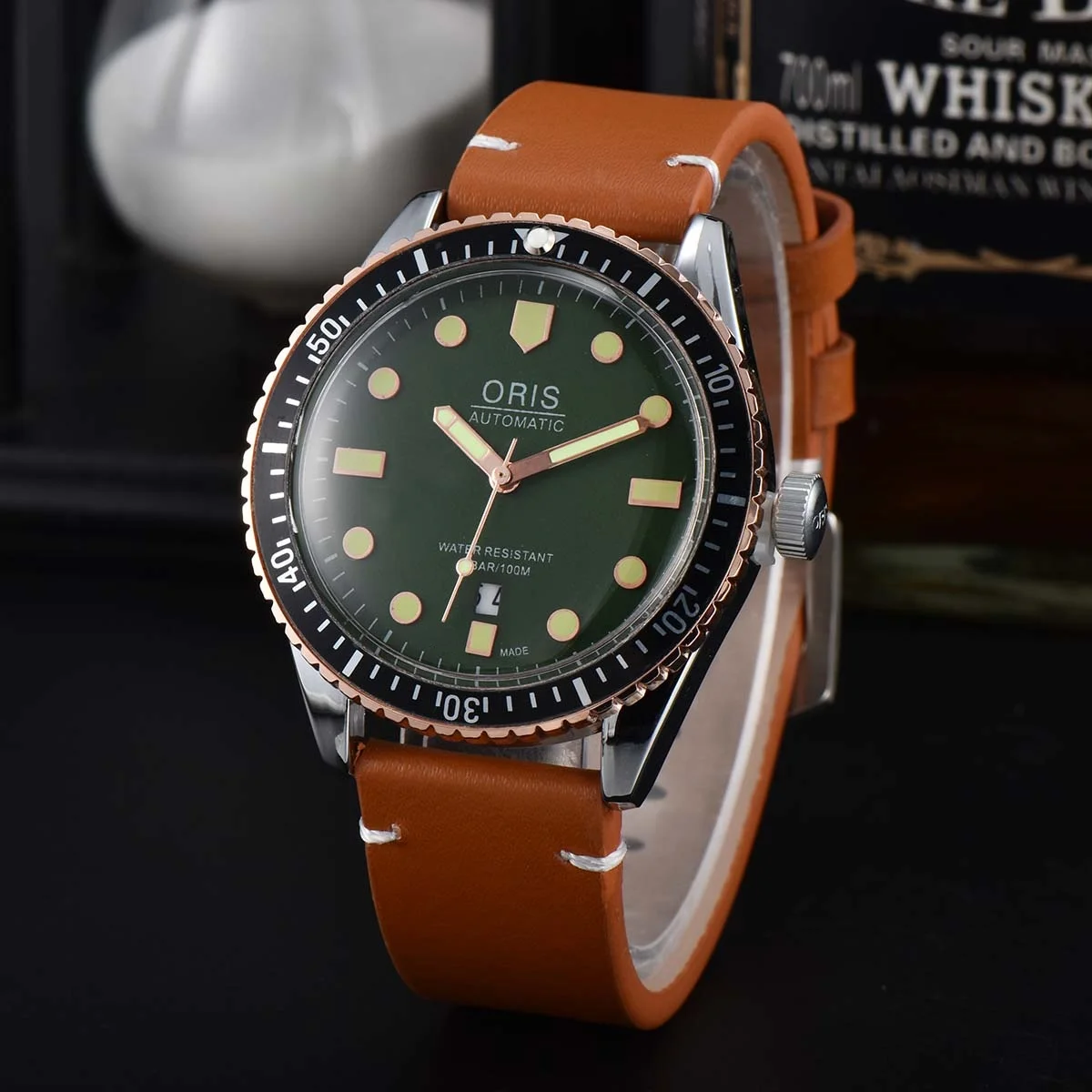 

Luxury Oris Wathc Strap Delicate Three Hand Dial Reproduction Fashion Casual Green Black Good Quality Mens Quartz Watch