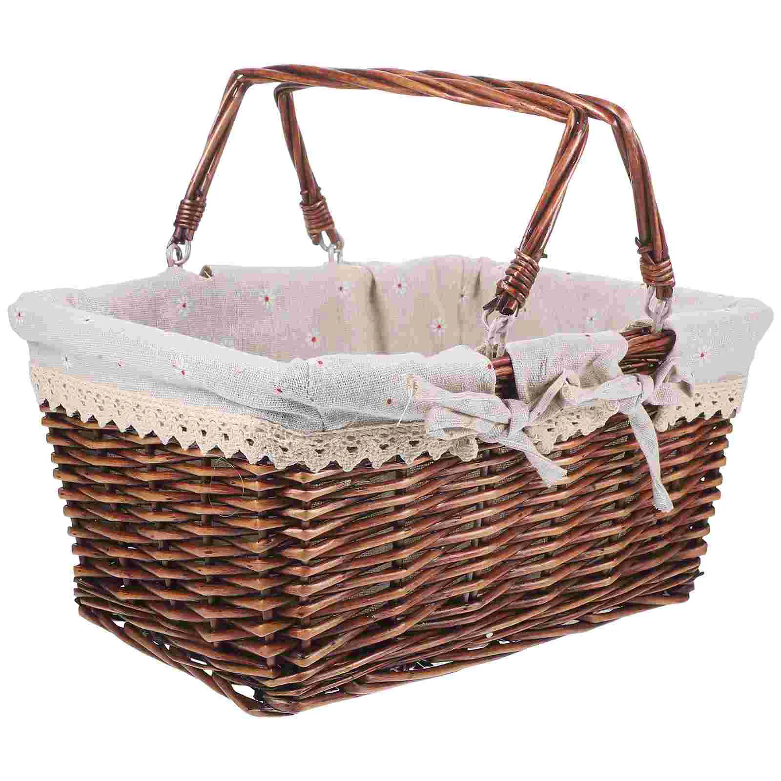 Rattan Picnic Basket Hamper Food Hand-woven Shopping Vegetable Storage Bread Hand-made Wicker Snacks Serving 
Rattan Picnic Basket Hamper Food Hand-woven Shopping Vegetable Storage Bread Hand-made Wicker Snacks Serving