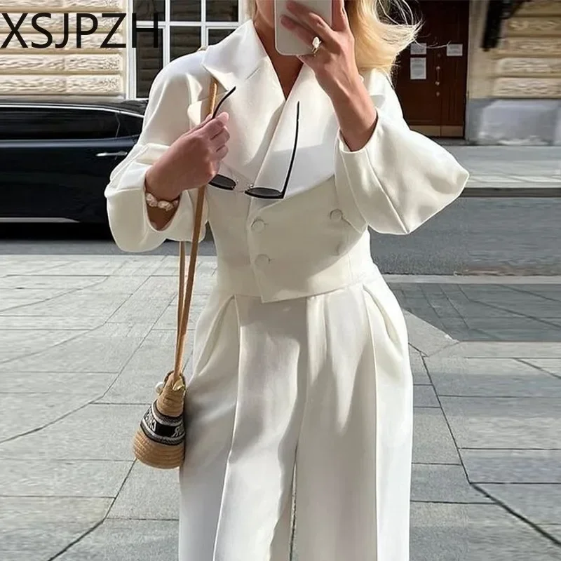 Женский офисный костюм из двух предметов, элегантный прямой шерстяной пиджак с длинными рукавами-фонариками и прямые брюки для офиса, зима 2024
Женский офисный костюм из двух предметов, элегантный прямой шерстяной пиджак с длинными рукавами-фонариками и прямые брюки для офиса, зима 2024
