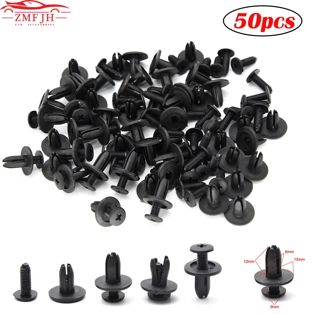 

50pcs Auto Vehicle Door Trim Panel Retainer 6mm Hole Plastic Rivets Fastener Push Clip Fastener Clips For Toyota Car Accessories