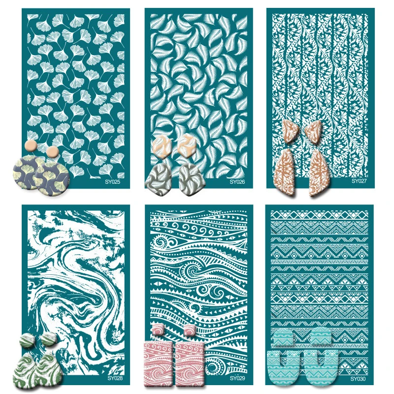 New Reusable Silk Screen Stencils for Polymer Clay Geometric Flower Leaves Transfer Crafts Pottery Earring Jewelry Making Tools
New Reusable Silk Screen Stencils for Polymer Clay Geometric Flower Leaves Transfer Crafts Pottery Earring Jewelry Making Tools
