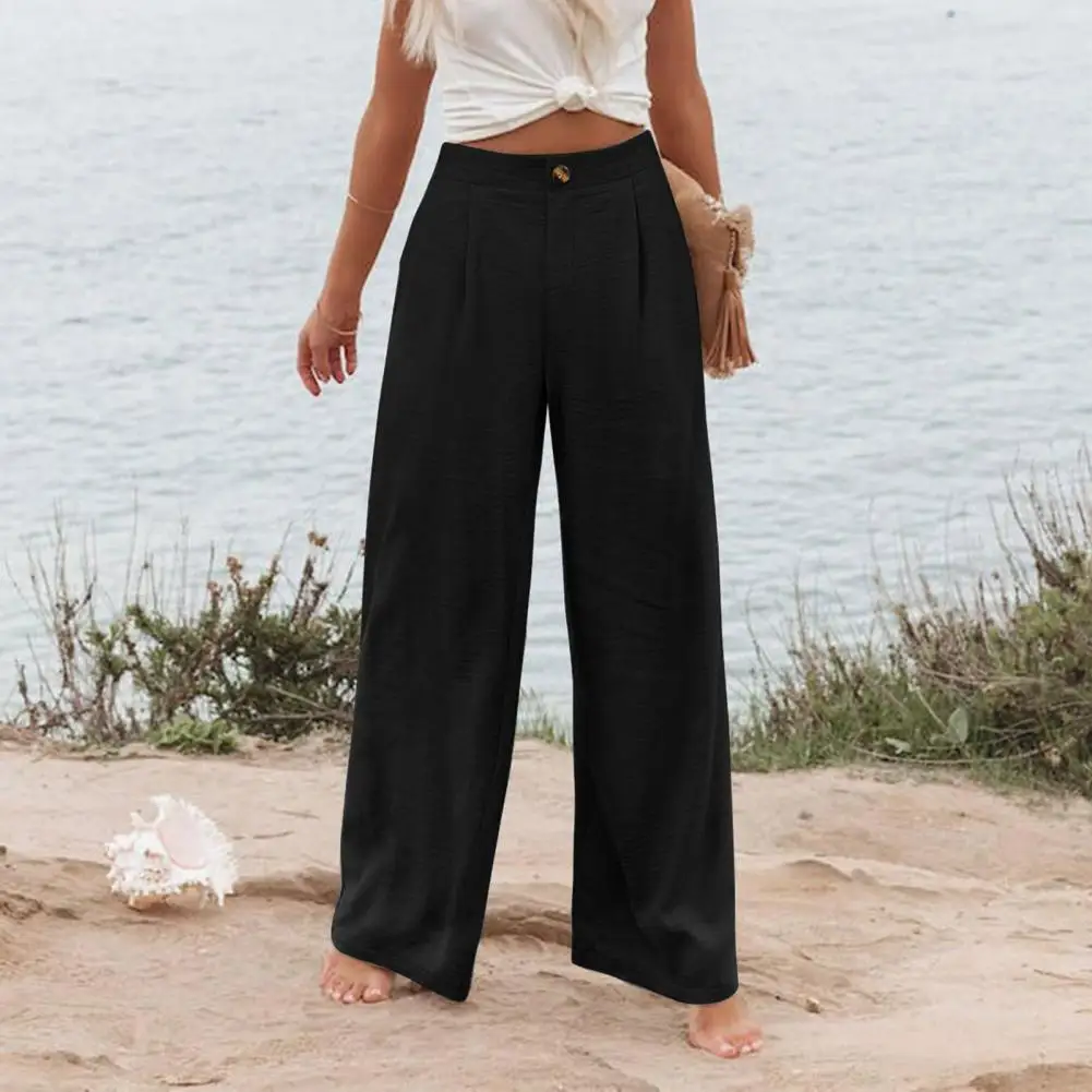 Straight Wide-leg Pants Stylish Women's High Waist Wide Leg Pants with Pockets for Beach Streetwear Fashion Elastic Waistband
Straight Wide-leg Pants Stylish Women's High Waist Wide Leg Pants with Pockets for Beach Streetwear Fashion Elastic Waistband