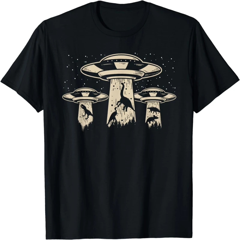 

Alien Dinosaur Shirt UFO Abduction Shirt Dinosaur Lover T-Shirt for Man Woman Couple Short Summer Tees
