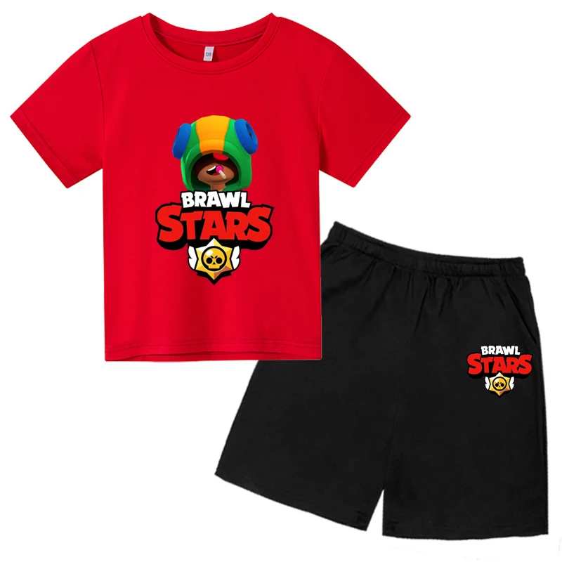 

Комплект спортивной футболки для мальчиков и девочек, модная футболка с принтом в виде дикой природы и короткими рукавами, детский топ и шорты