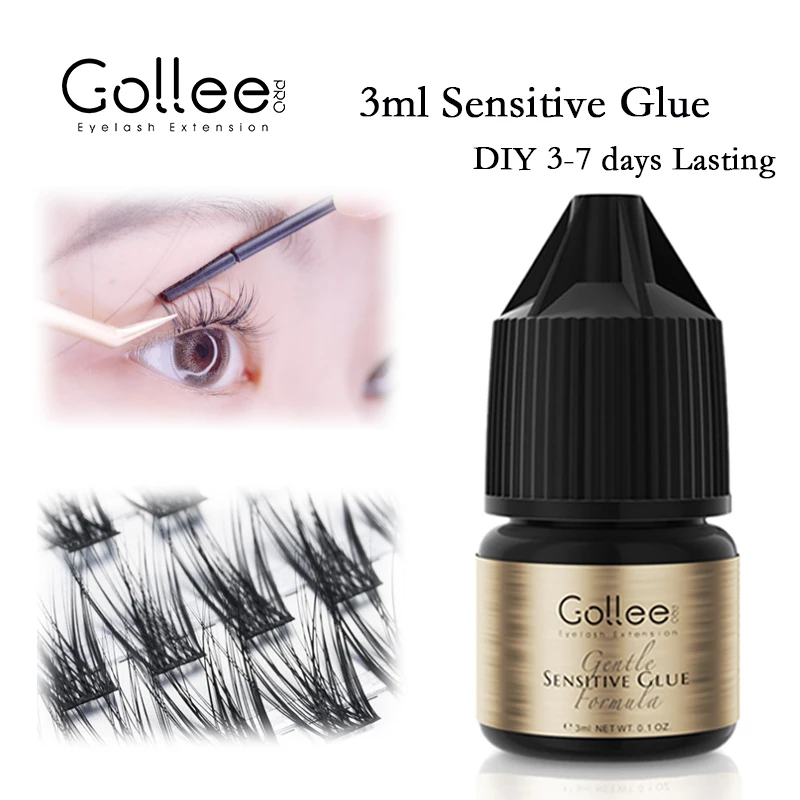 

Gollee 3ML Glue False Eyelashes 3-7 Days Lasting Glue Eyelash Extensions Cluster for 3D Natural Thick Easy Use Lash Supplies