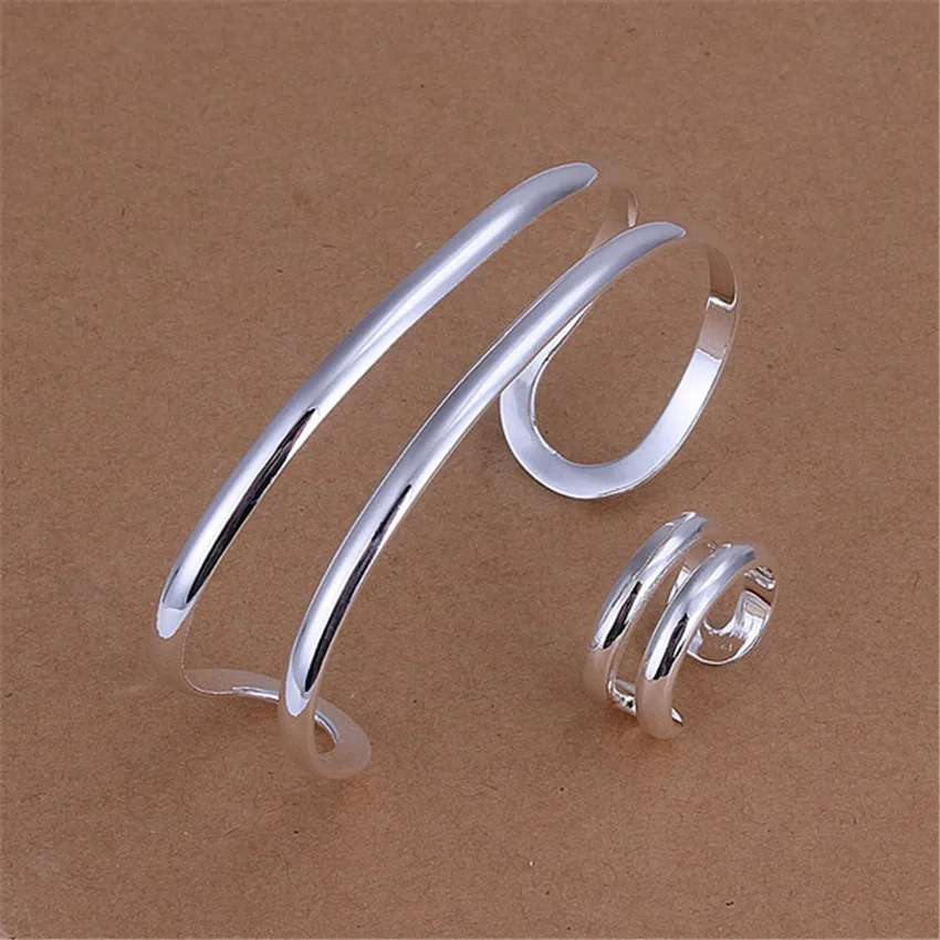 Wholesale Fine 925 Sterling silver original Double Line Bangles Rings Jewelry Sets for women fashion party wedding holiday gift
Wholesale Fine 925 Sterling silver original Double Line Bangles Rings Jewelry Sets for women fashion party wedding holiday gift