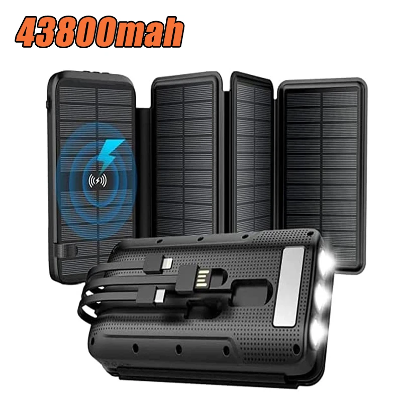 43800mAh Solar Wireless Power Bank 4 Solar Panels PD20W QC3.0 Powerbank Outdoor Portable External Battery Charger with LED Light
43800mAh Solar Wireless Power Bank 4 Solar Panels PD20W QC3.0 Powerbank Outdoor Portable External Battery Charger with LED Light