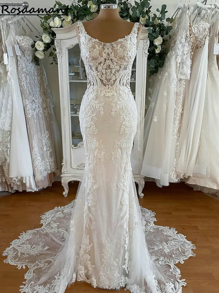 Bohemian Illusion Scoop Mermaid Wedding Dresses Backless Appliques Lace Bridal Gowns
Bohemian Illusion Scoop Mermaid Wedding Dresses Backless Appliques Lace Bridal Gowns