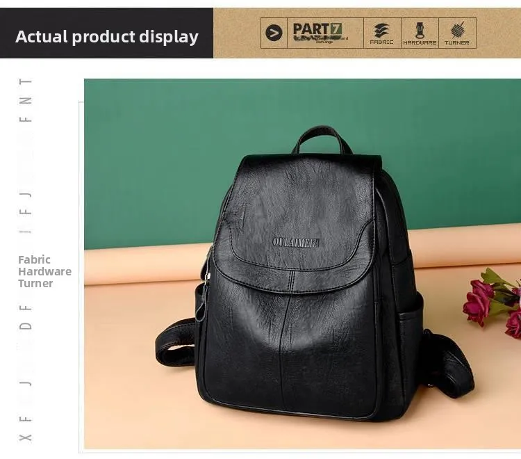 Women's Large Capacity Casual PU Leather Backpack Versatile Shoulder Bag Can Be Stickered for Labeling Work Leisure Travel Women's Large Capacity Casual PU Leather Backpack Versatile Shoulder Bag Can Be Stickered for Labeling Work Leisure Travel