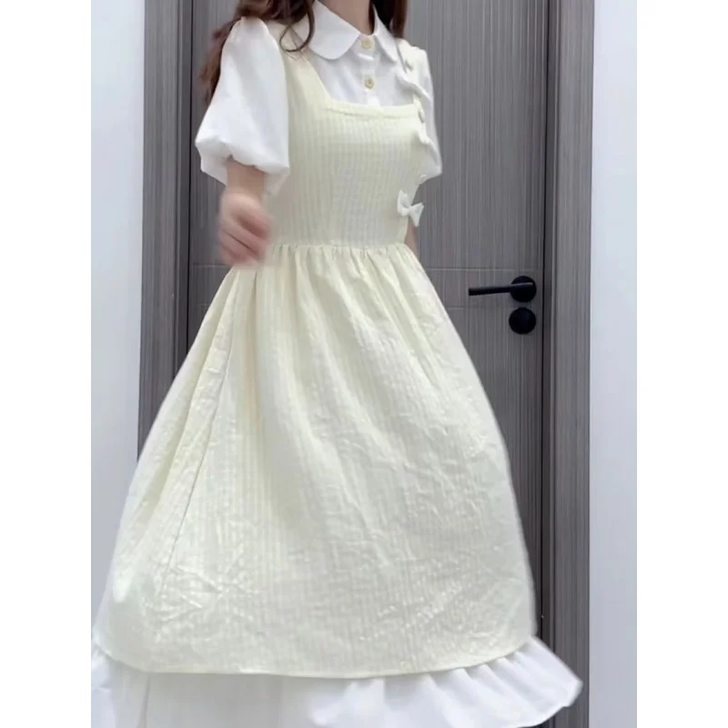 College Style Sweet Bow High Waist False Two-Piece Dress Female French First Love A- line Dress
College Style Sweet Bow High Waist False Two-Piece Dress Female French First Love A- line Dress