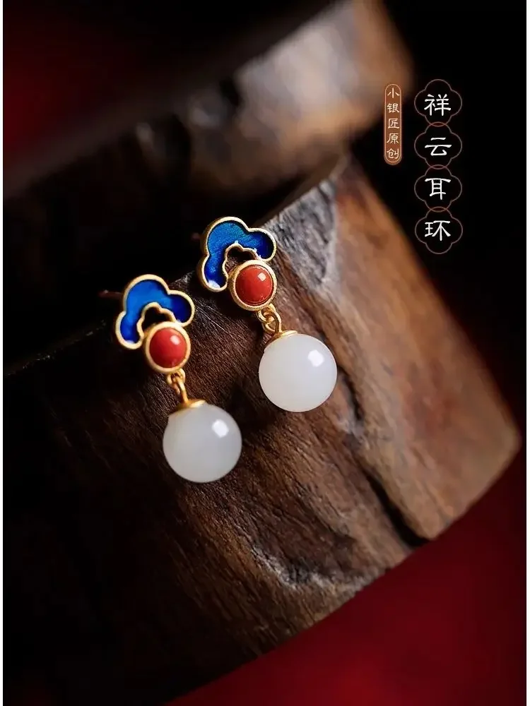 925 Sterling Silver Hetian Jade Earrings for Women Enamel High-grade Festive Red Studs Earrings Wedding Gift
925 Sterling Silver Hetian Jade Earrings for Women Enamel High-grade Festive Red Studs Earrings Wedding Gift