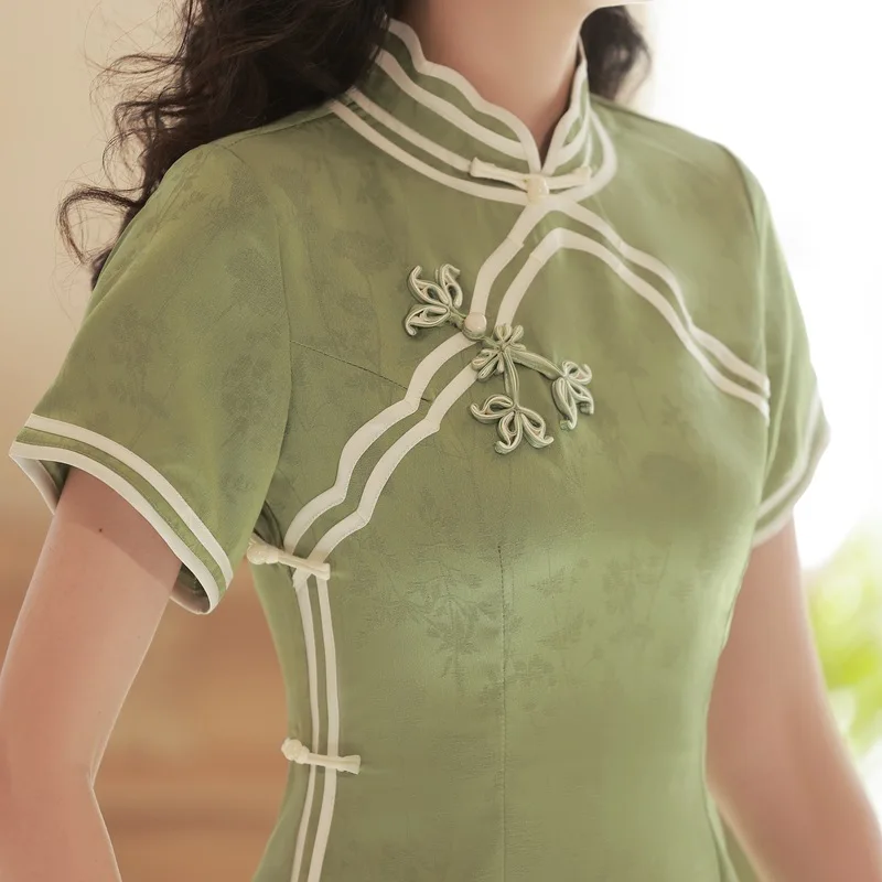 Yourqipao Improved Cheongsam Skirt 2023 New Women's Summer New Chinese Style Summer Green Mid-length Evening Dresses Clothing
Yourqipao Improved Cheongsam Skirt 2023 New Women's Summer New Chinese Style Summer Green Mid-length Evening Dresses Clothing