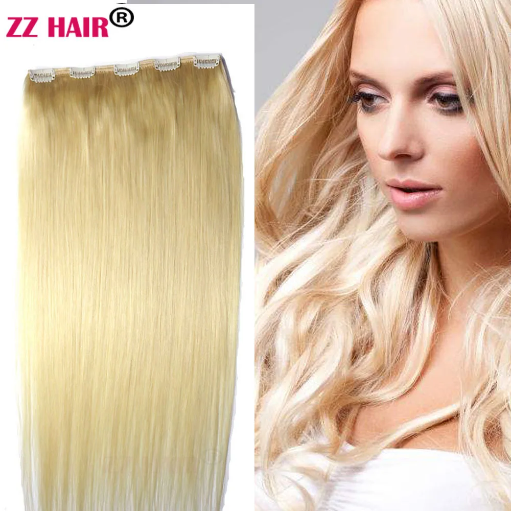 

ZZHAIR 100% Brazilian Human Remy Hair Extensions 16"-26" 1pcs Set 100g-200g No-lace 5 Clips In One Piece Natural Straight