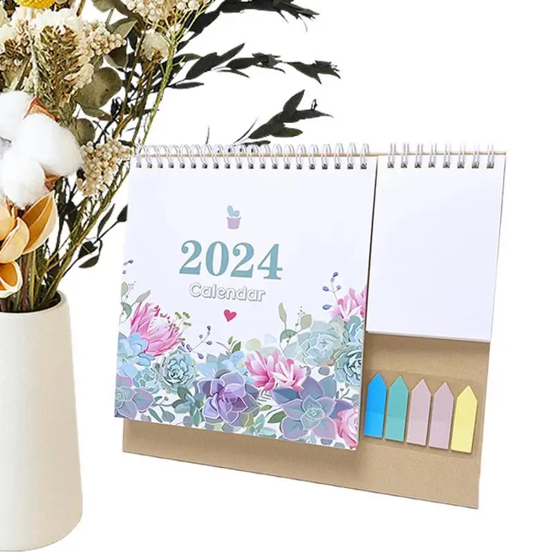 

2024 Simple Multifunctional Desktop Calendar English Coil Daily Monthly Planner Schedule Yearly Agenda Organizer Home Office
