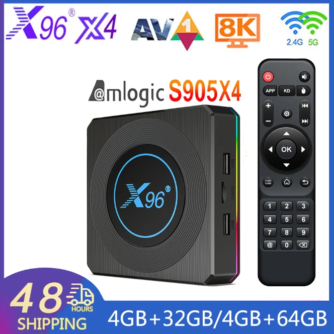 Amlogic S905X4 X96 X4 Smart RGB Light TV Box Android 11 4G 64G Wifi 100M Media Player TV BOX 4GB RAM 32GB 64GB BT4.X Set Top Box
Amlogic S905X4 X96 X4 Smart RGB Light TV Box Android 11 4G 64G Wifi 100M Media Player TV BOX 4GB RAM 32GB 64GB BT4.X Set Top Box