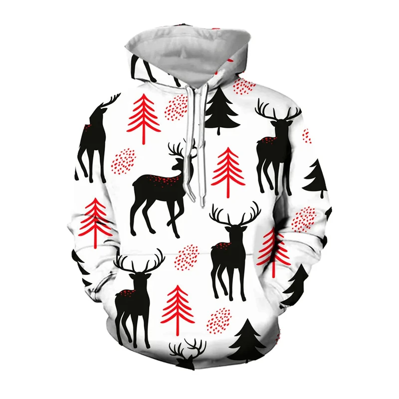 

Christmas Reindeer Snowflake Graphic Sweatshirts Ornament Xmas Tree Elk 3D Printed Hoodies For Men Casual Woemn Y2k Pullovers