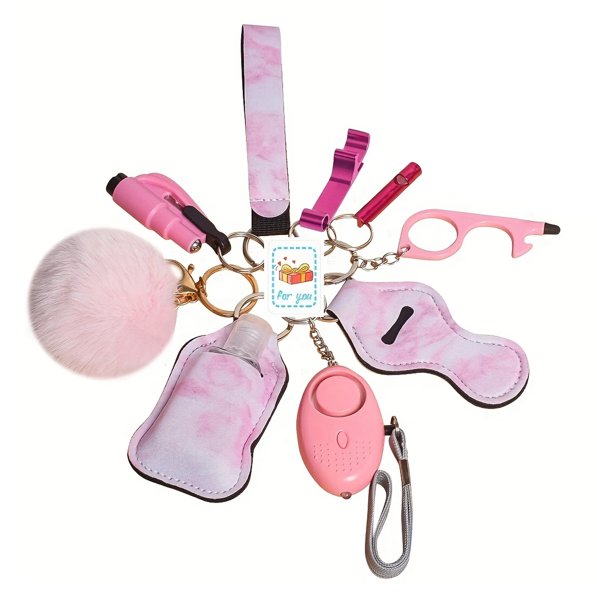9 Pcs Keychain Set For Women's Safety Safety Keychain Gifts For Women And Girls pompom alarm Keychain For Women Self Defense
9 Pcs Keychain Set For Women's Safety Safety Keychain Gifts For Women And Girls pompom alarm Keychain For Women Self Defense