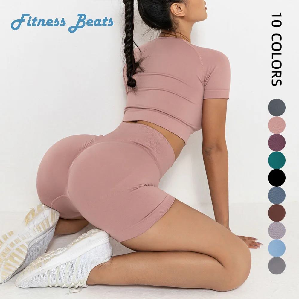 Yoga Set Fitness Quick Drying Breathable Elasticity Shockproof Seamless High Waisted Pleated Sports Ladies Tops Sleeved Shorts
Yoga Set Fitness Quick Drying Breathable Elasticity Shockproof Seamless High Waisted Pleated Sports Ladies Tops Sleeved Shorts